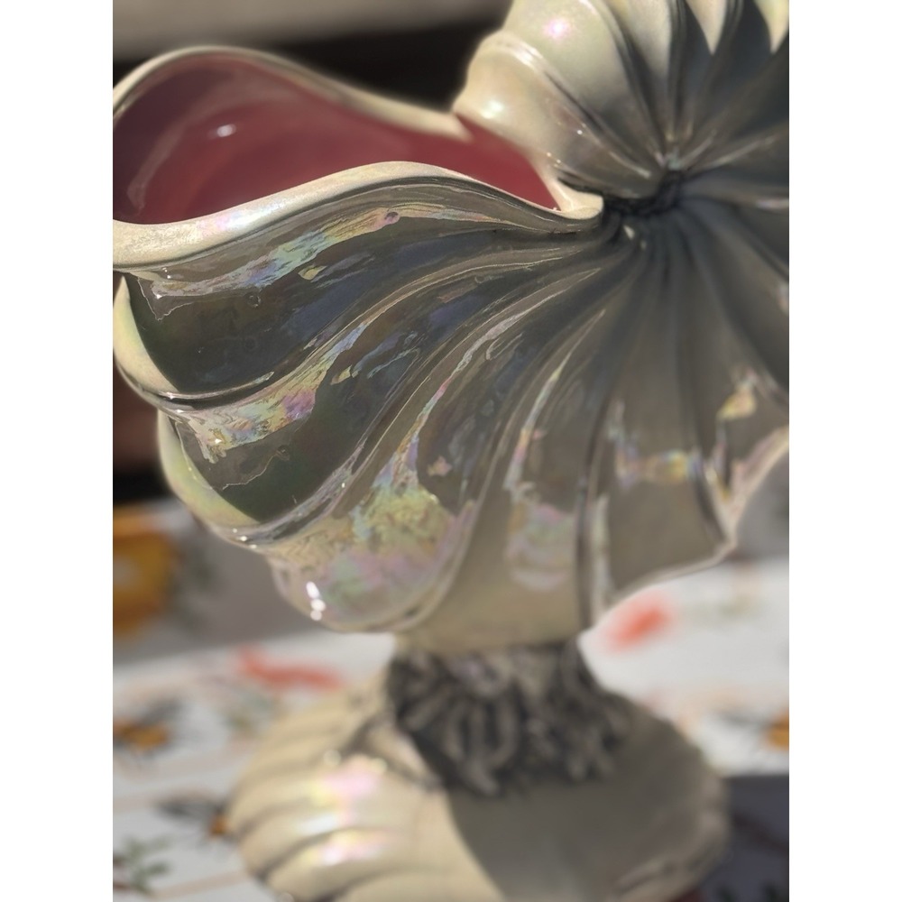 Vintage Lusterware Seashell Planter Porcelain Large No Chips Gorgeous Iridescent - Picture 4 of 6